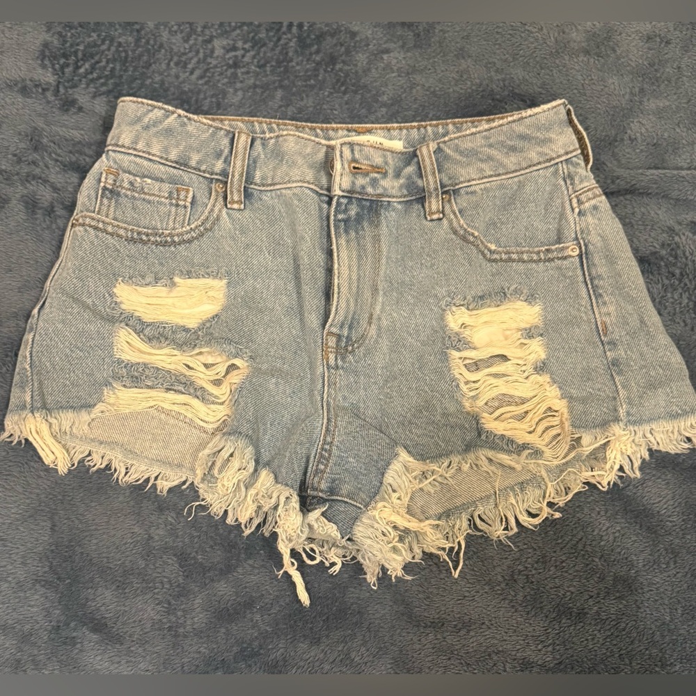PAC Sun high rise festival sz 25 Distressed light Denim Women Shorts